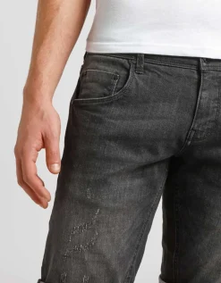 Bermuda di jeans nero slim fit