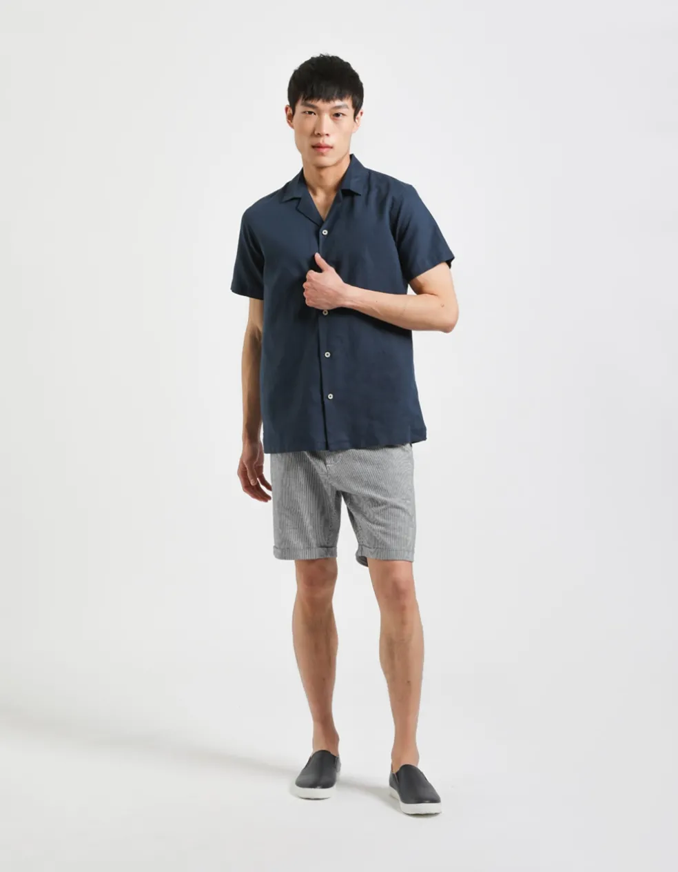 Bermuda misto lino a righe