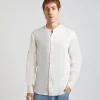 Camicia 100% lino con collo coreano