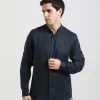 Camicia 100% lino con collo coreano