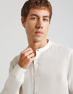 Camicia 100% lino con collo coreano