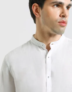 Camicia 100% lino con collo coreano