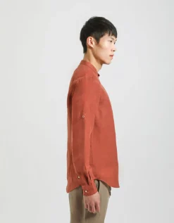 Camicia 100% lino con collo coreano