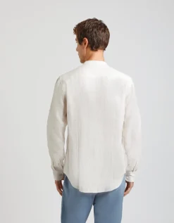 Camicia 100% lino con collo coreano