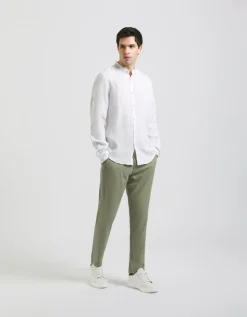 Camicia 100% lino con collo coreano