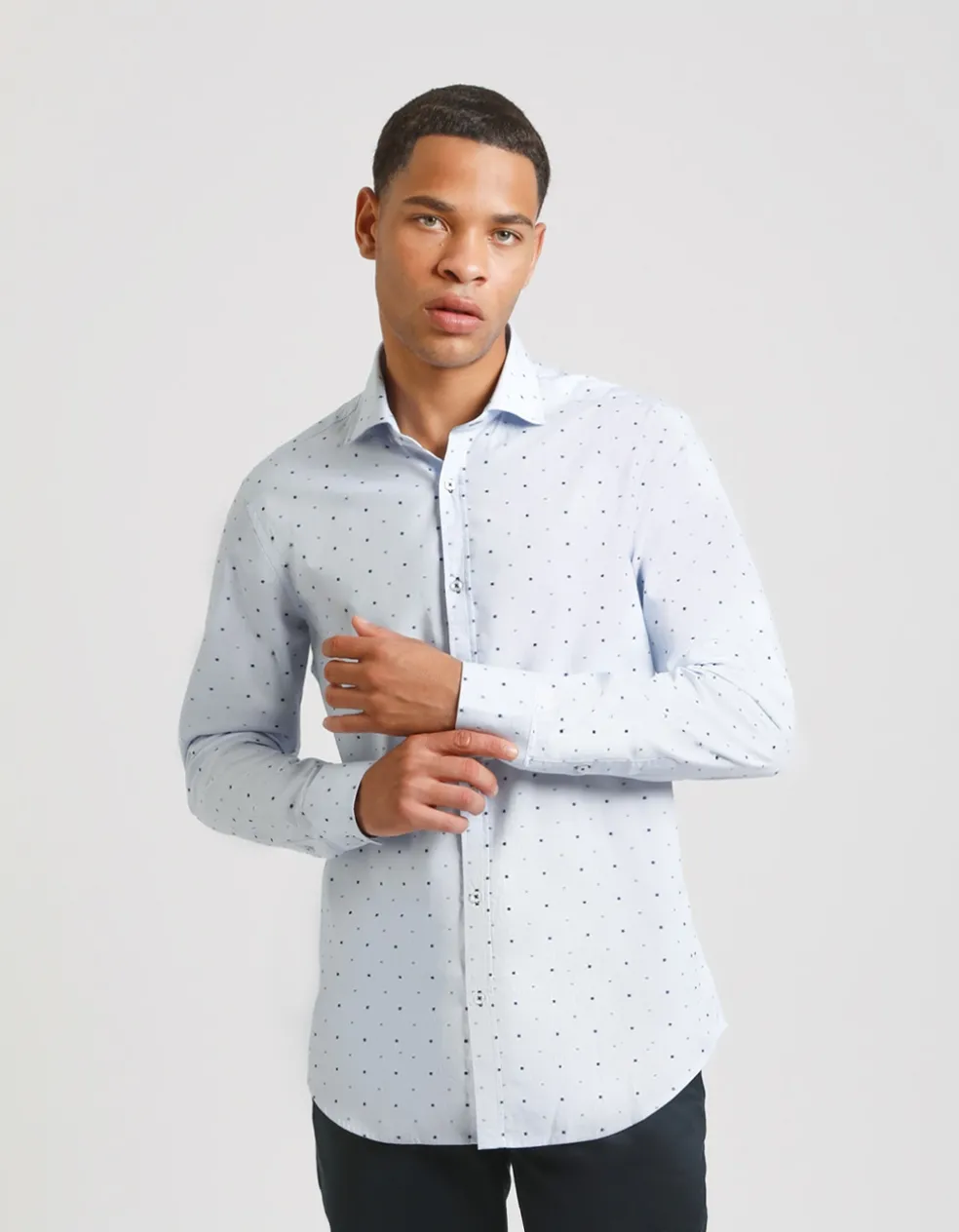 Camicia in cotone con microfantasia