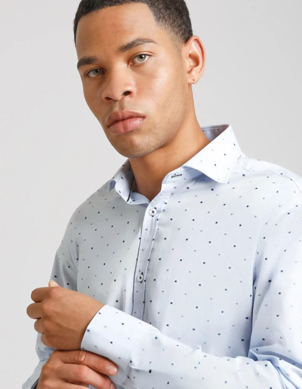 Camicia in cotone con microfantasia