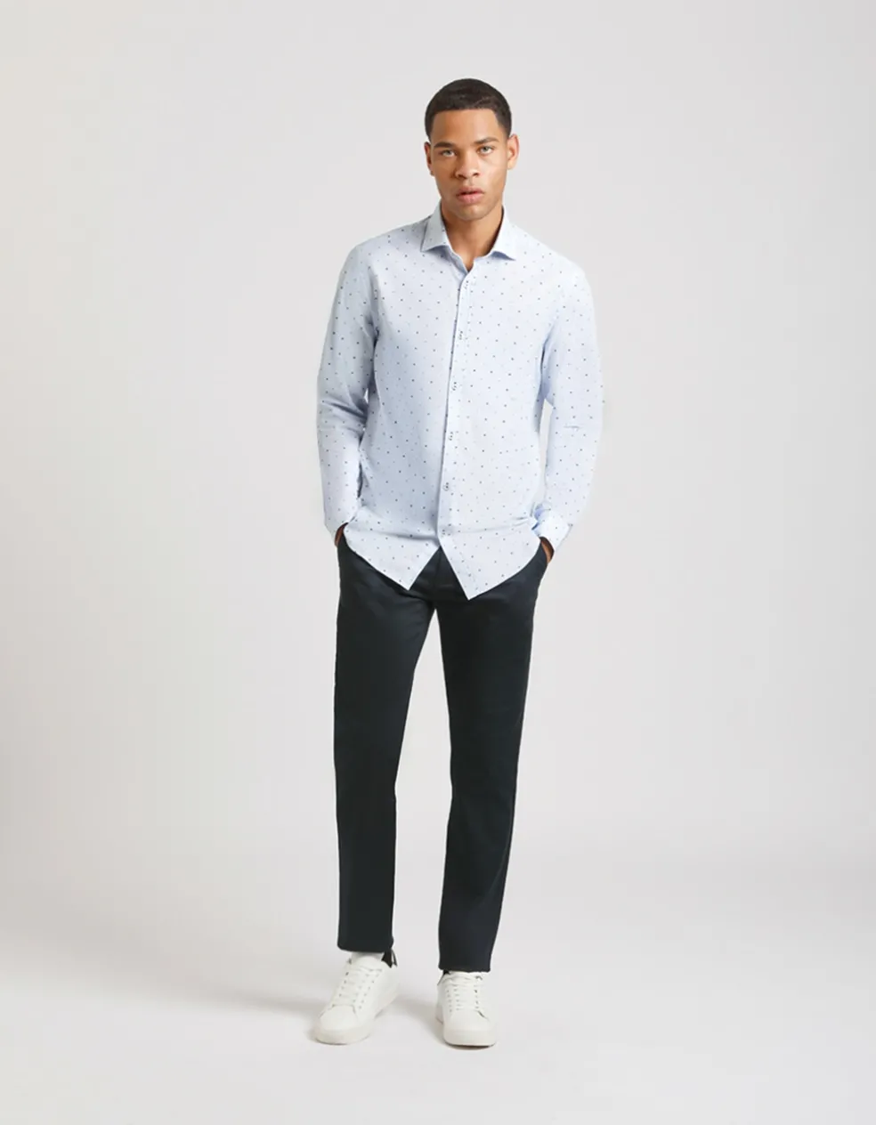 Camicia in cotone con microfantasia