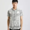 Camicia mezza manica 100% cotone con fantasia