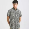 Camicia mezza manica 100% cotone con fantasia