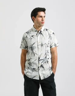 Camicia mezza manica 100% cotone con fantasia
