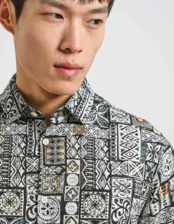 Camicia mezza manica 100% cotone con fantasia