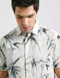 Camicia mezza manica 100% cotone con fantasia
