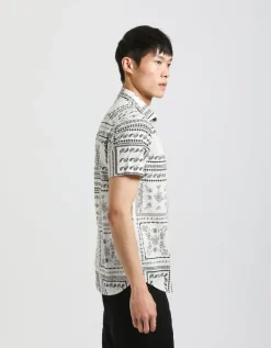 Camicia mezza manica 100% cotone con fantasia