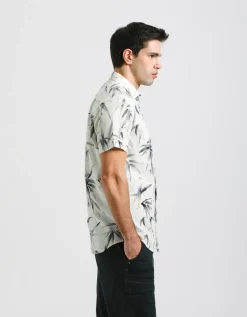 Camicia mezza manica 100% cotone con fantasia