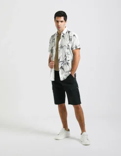 Camicia mezza manica 100% cotone con fantasia