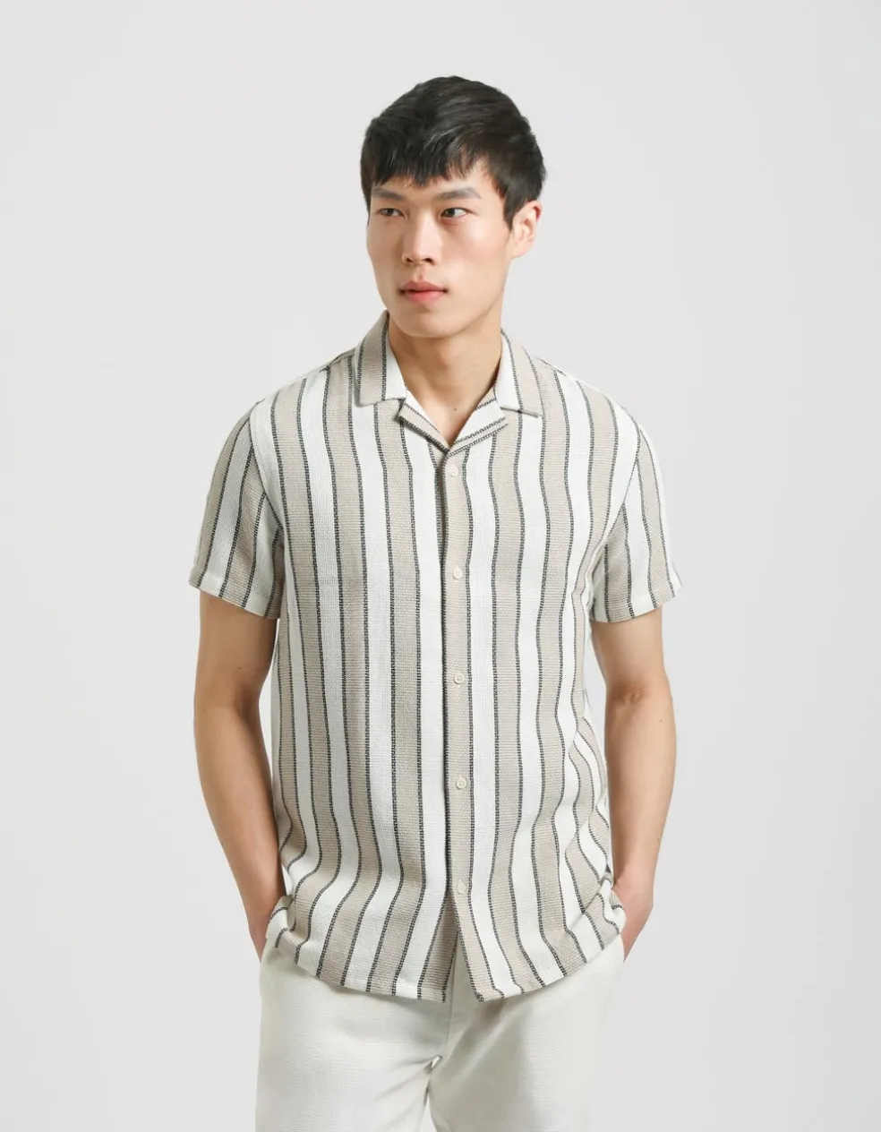 Camicia mezza manica a righe