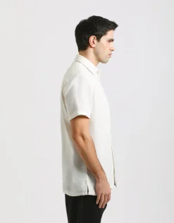 Camicia mezza manica a righe strutturata