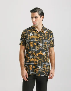 Camicia mezza manica fantasia 100% viscosa