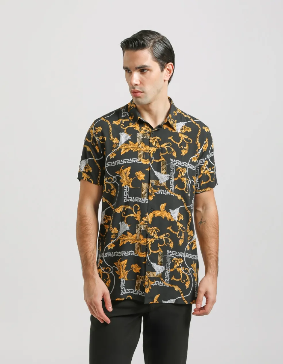 Camicia mezza manica fantasia 100% viscosa