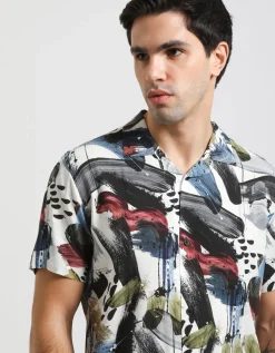 Camicia mezza manica fantasia 100% viscosa