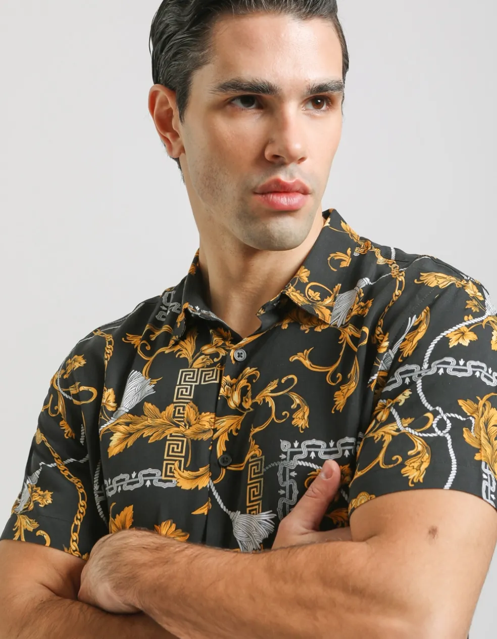 Camicia mezza manica fantasia 100% viscosa