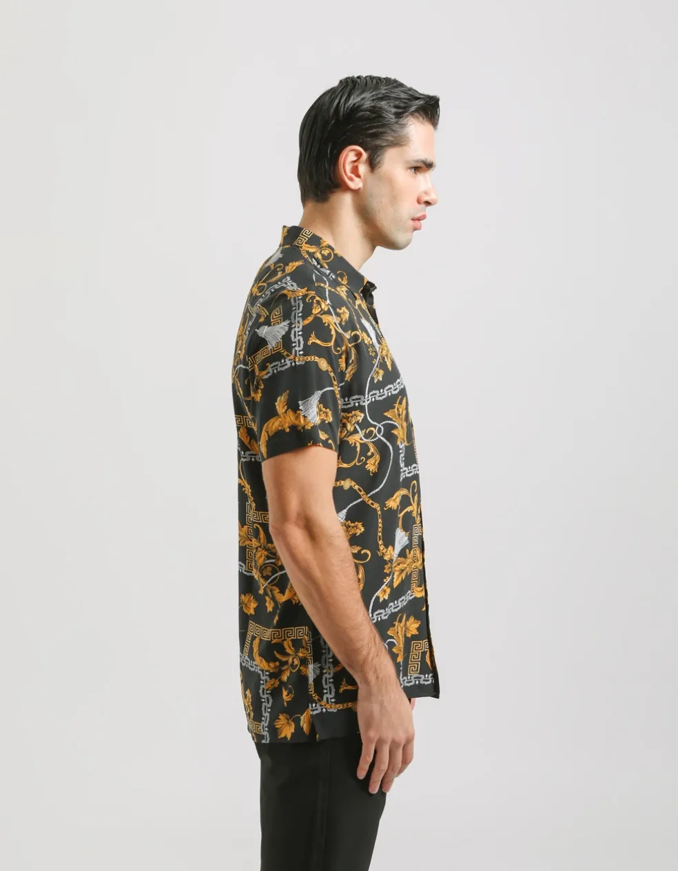 Camicia mezza manica fantasia 100% viscosa