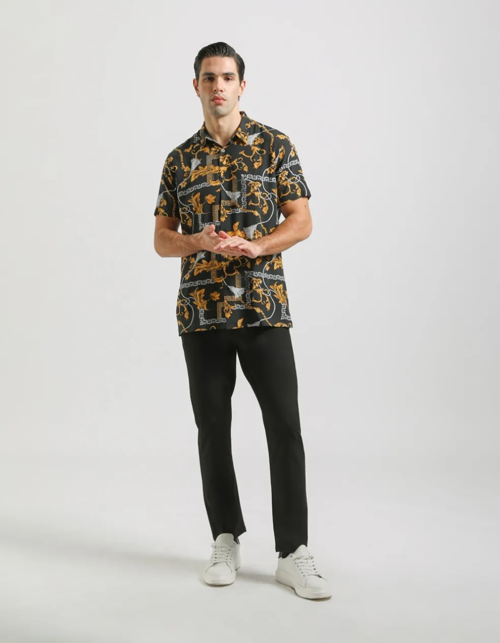 Camicia mezza manica fantasia 100% viscosa
