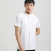 Camicia mezza manica in tessuto elastico
