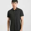 Camicia mezza manica in tessuto elastico