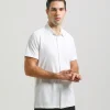 Camicia mezza manica in tessuto elastico