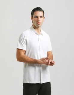 Camicia mezza manica in tessuto elastico