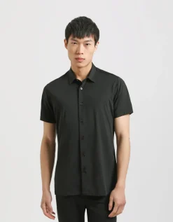 Camicia mezza manica in tessuto elastico