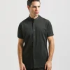 Camicia mezza manica in tessuto elastico