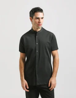 Camicia mezza manica in tessuto elastico