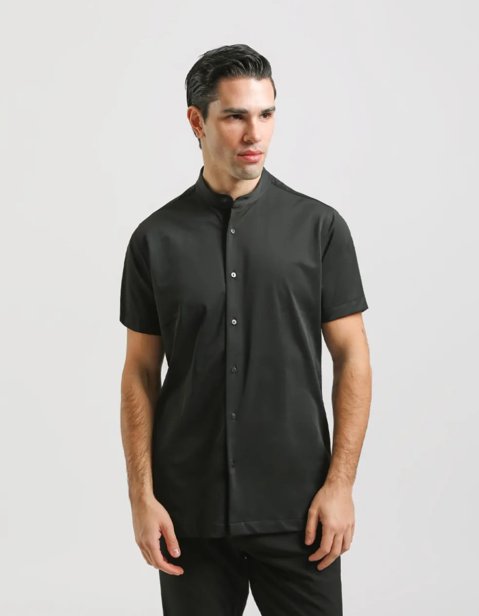Camicia mezza manica in tessuto elastico