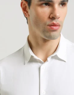 Camicia mezza manica in tessuto elastico