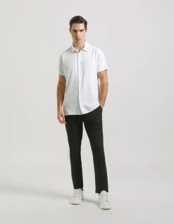 Camicia mezza manica in tessuto elastico