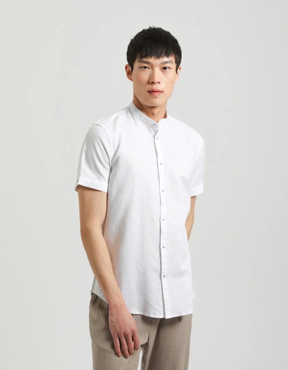 Camicia mezza manica misto lino