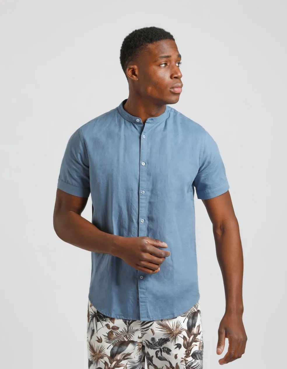Camicia mezza manica misto lino