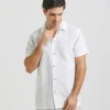 Camicia mezza manica misto lino