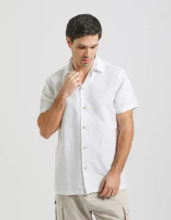 Camicia mezza manica misto lino