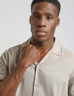 Camicia mezza manica misto lino