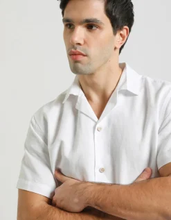 Camicia mezza manica misto lino