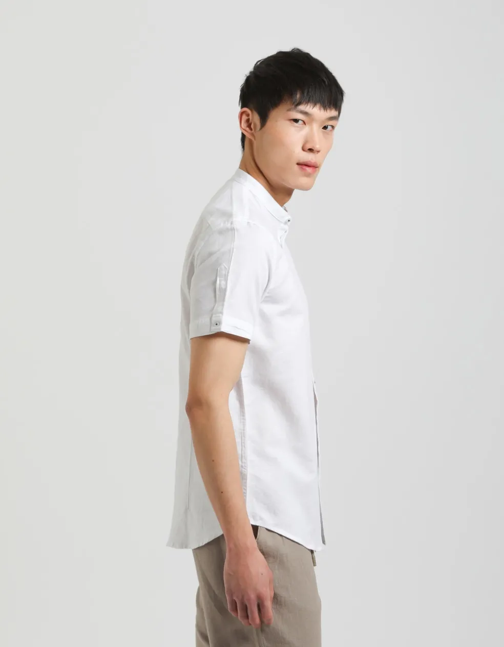 Camicia mezza manica misto lino