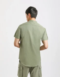 Camicia mezza manica misto lino