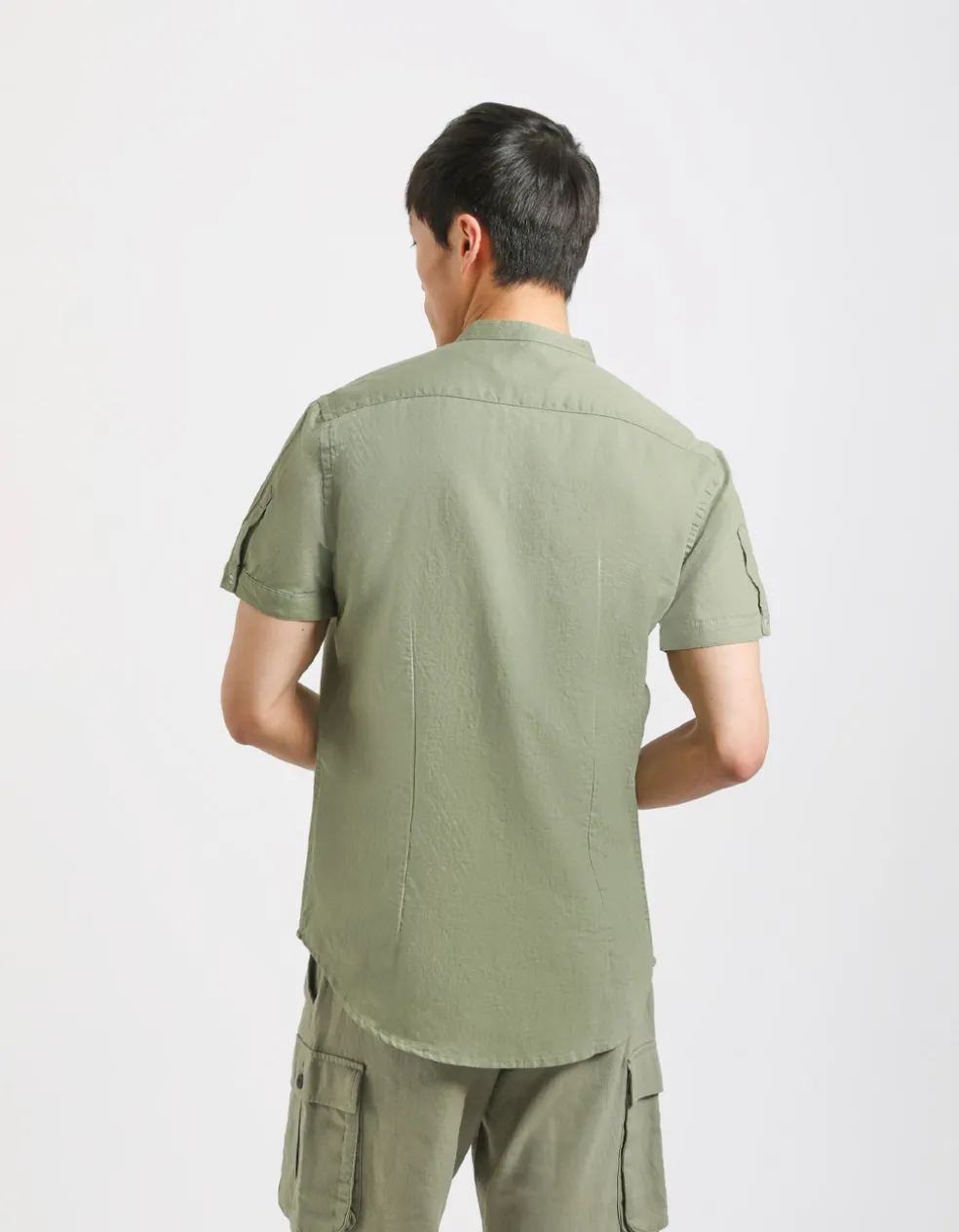 Camicia mezza manica misto lino