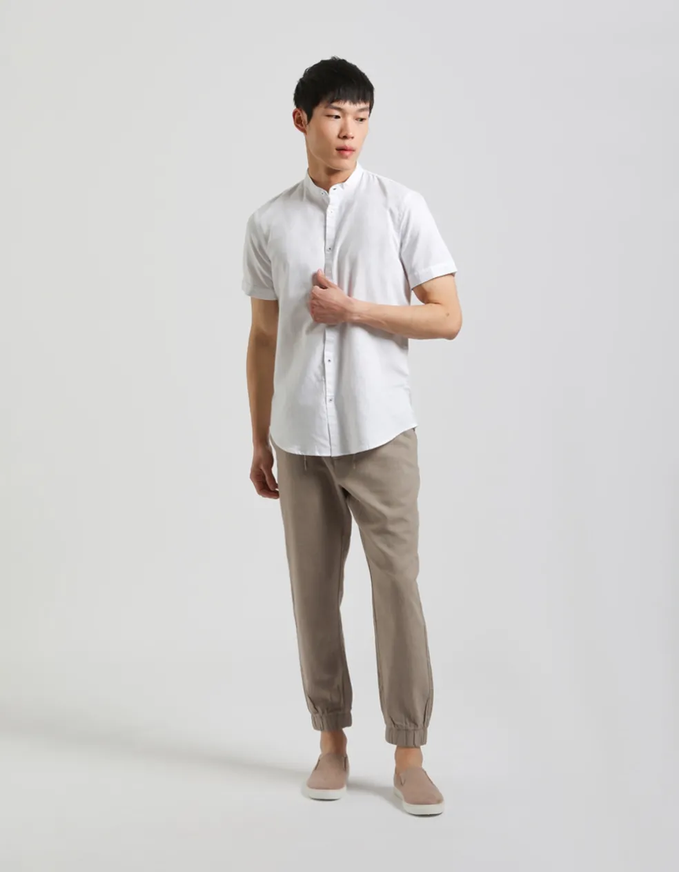 Camicia mezza manica misto lino
