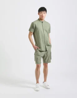 Camicia mezza manica misto lino