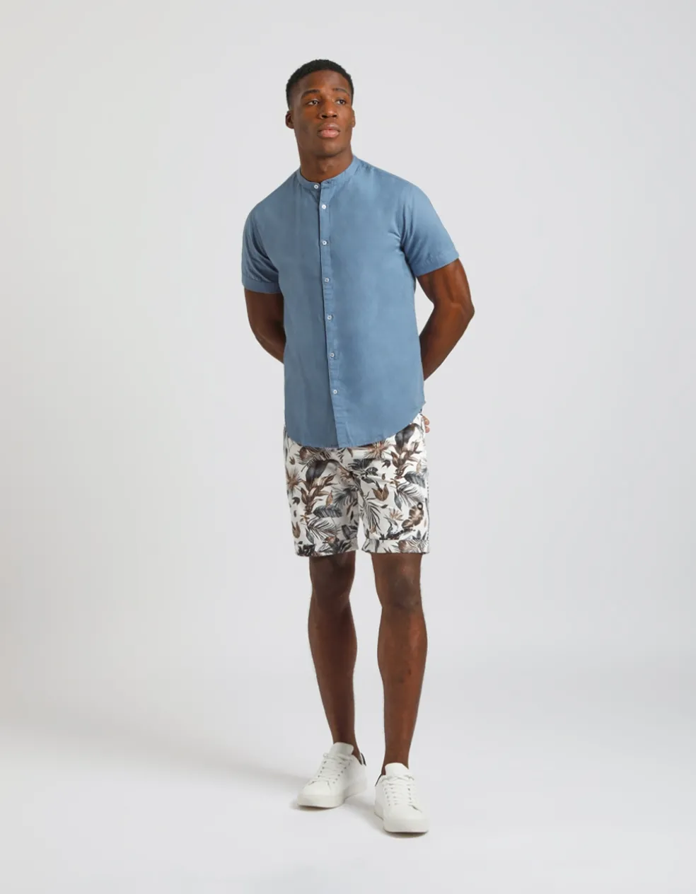 Camicia mezza manica misto lino